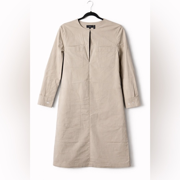 Theory Jackets & Blazers - Theory Beige Utility Shirt Dress Size 0 Minimalist Pockets